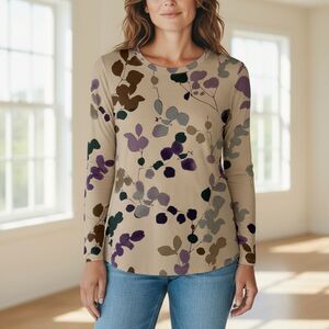 Chico's Scooped Neck, Long Sleeved Knit Top,‎ Size 8